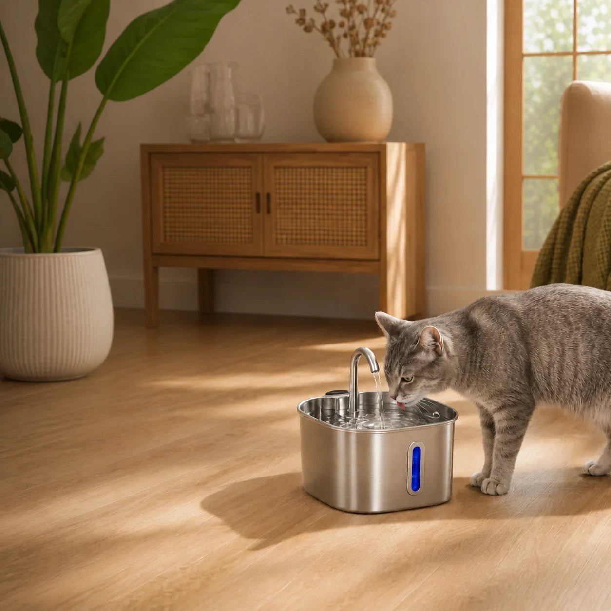 にゃんみずから水を飲む猫